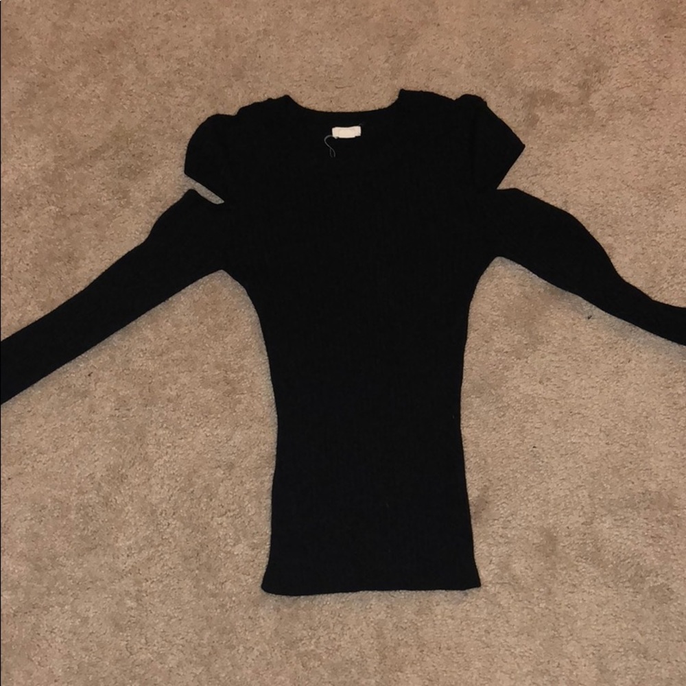 Long Sleeved Black Cut Out Top.